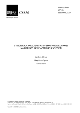 structural characteristics of sport organizations