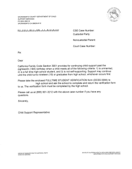 SACRAMENTO COUNTY DEPARTMENT OF CHILD SUPPORT