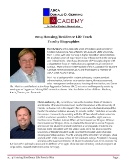2014 Housing/Residence Life Track Faculty Biographies