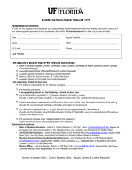 Appeal Form - Dean of Students Office UF