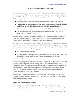 Parent Education Overview, Part 3.