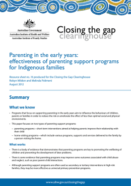 effectiveness of parenting support programs for Indigenous families