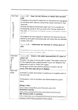 m L.O. - Know The key feaTures of animal cells and planT cells. 1