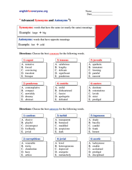 Advanced Synonyms and Antonyms 1