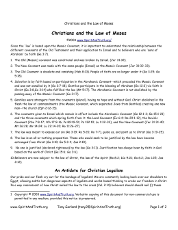 Christians and the Law of Moses