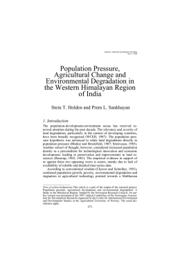 Population Pressure, Agricultural Change and Environmental