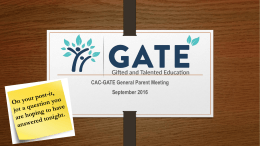 CAC-GATE General Parent Meeting September 2016