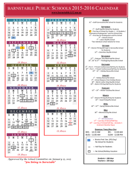 District Calendar  - Barnstable Public Schools