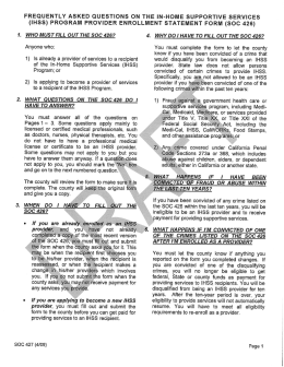 FAQs Document - California In Home Supportive Services