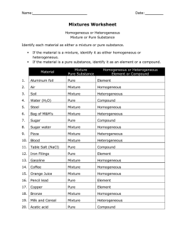 Mixtures Worksheet Answer Key