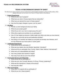 Tip Sheet - Texas 4-H