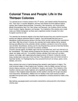 Colonial Times – 13 Colonies – 3 Regions