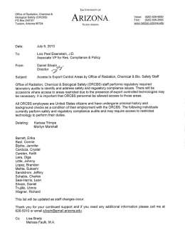 Biological Safety (ORCBS) l A Voice: (520) 626