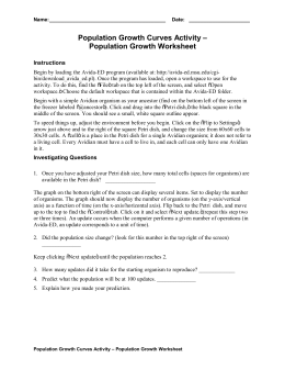 8: Population Growth Curves Activity Population Growth Worksheet