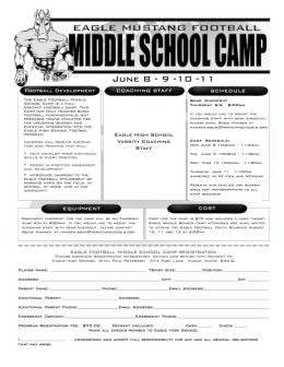 EMS Camp Form.pmd - Eagle Mustang Football