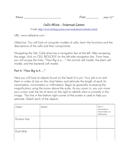 Cells Alive internet lesson worksheets