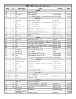 2015 - 2016 Counselor Calendar