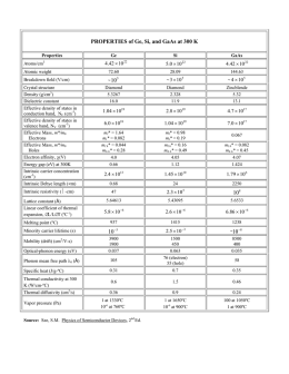 PROPERTIES of Ge, Si, and GaAs at 300 K 10 10 10 10