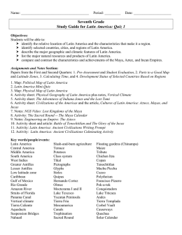 Seventh Grade Study Guide for Latin America: Quiz 1