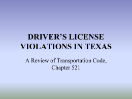 DRIVER`S LICENSE VIOLATIONS IN TEXAS