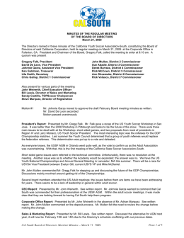 Cal South Board of Directors Meeting Minutes – March 21, 2009