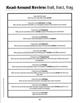 Read-Around Review: frail, fract, frag