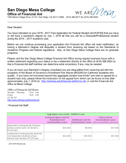 San Diego Mesa College Office of Financial Aid