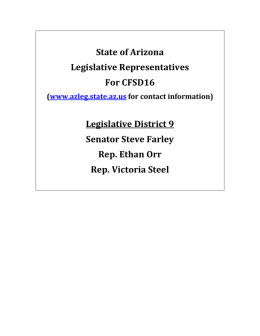 State of Arizona Legislative Representatives For CFSD16