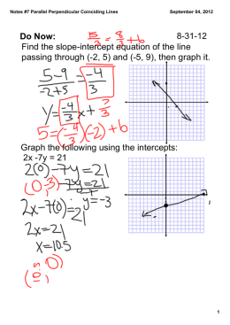 Notes #7 Parallel Perpendicular Coinciding Lines