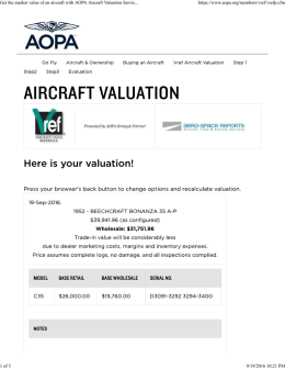 Get the market value of an aircraft with AOPA Aircraft