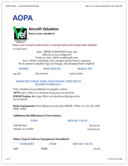 AOPA Online - Aircraft Valuation Results