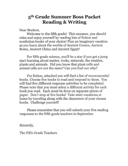Rising 5th Grade 2016 Summer Work Packet