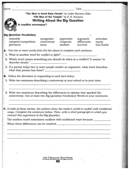 The Man to Send Rain Clouds worksheets p. 105-108