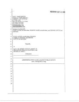 Claim filed by Sharon James
