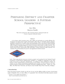 Preparing District and Charter School Leaders: A Systems Perspective