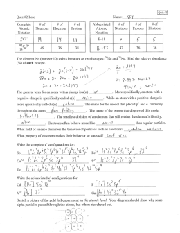 Page 1 @ Quiz #2 Late Name: )4 E l Complete # of # of # of