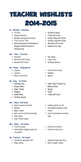 Teacher Wish Lists