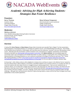 Academic Advising for High Achieving Students: Strategies