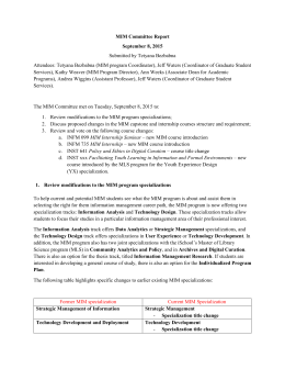MIM Committee Report - September - ISchool