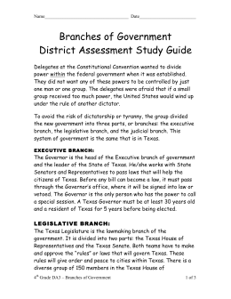 Branches of Government Study Guide
