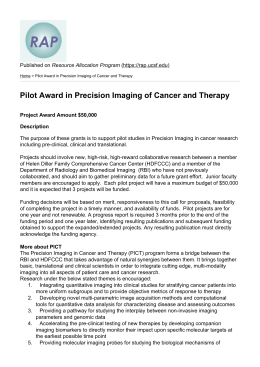 Pilot Award in Precision Imaging of Cancer and Therapy