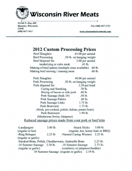 Custom Processing Prices