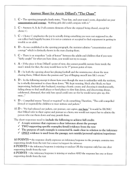 Answer Sheet for Annie Dillard`s “The Chase”