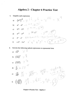Algebra 2 - Chapter 6 Practice Test