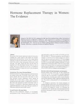 Hormone Replacement Therapy In Women: The