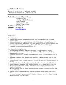 CURRICULUM VITAE THOMAS G. McPOIL, Jr, PT