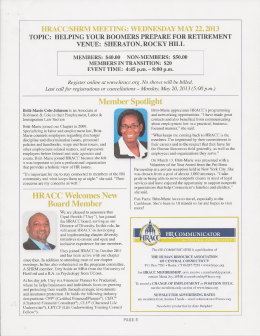 HRACC/SHRM MEETING: WEDNESDAY MAY 22, 2013