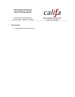 Special Meeting - June 29, 2016 - Agenda