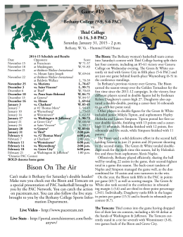 Game Notes - Bethany College