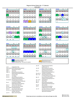 2016-2017 School Year Calendar